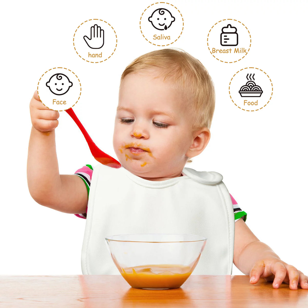10 Pcs White Cotton Waterproof Baby Bibs U45394