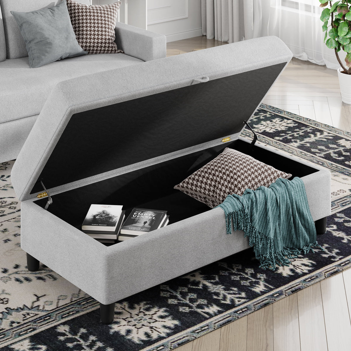 L Shaped 4 Seat Sectional Sofa with Storage Ottoman Y4236