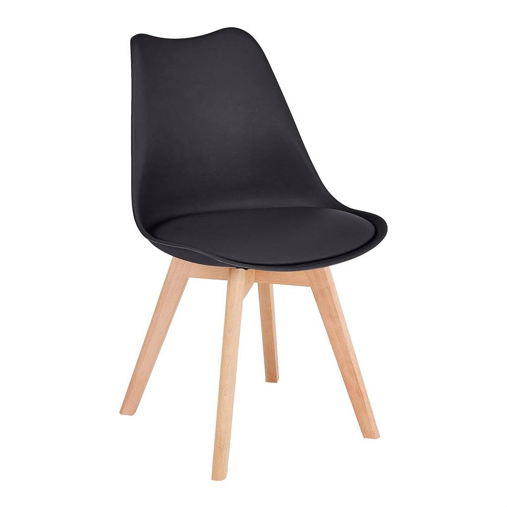 Black Mid Century Modern Side Chair with Wood Legs, Set of 2 X833