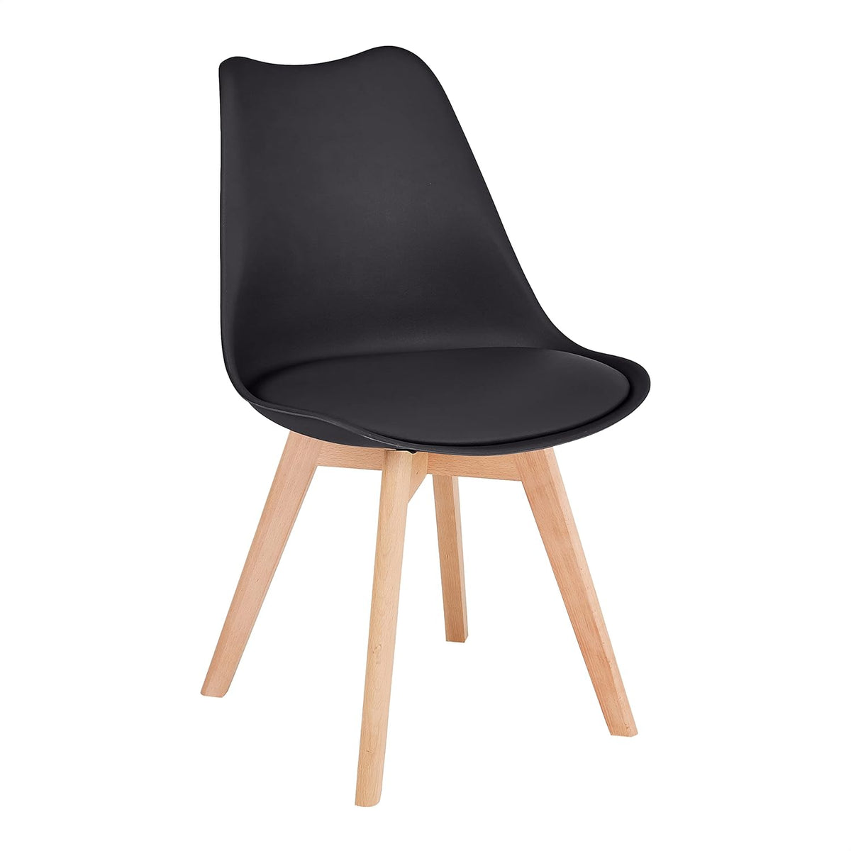 Black Mid Century Modern Side Chair with Wood Legs, Set of 2 X833