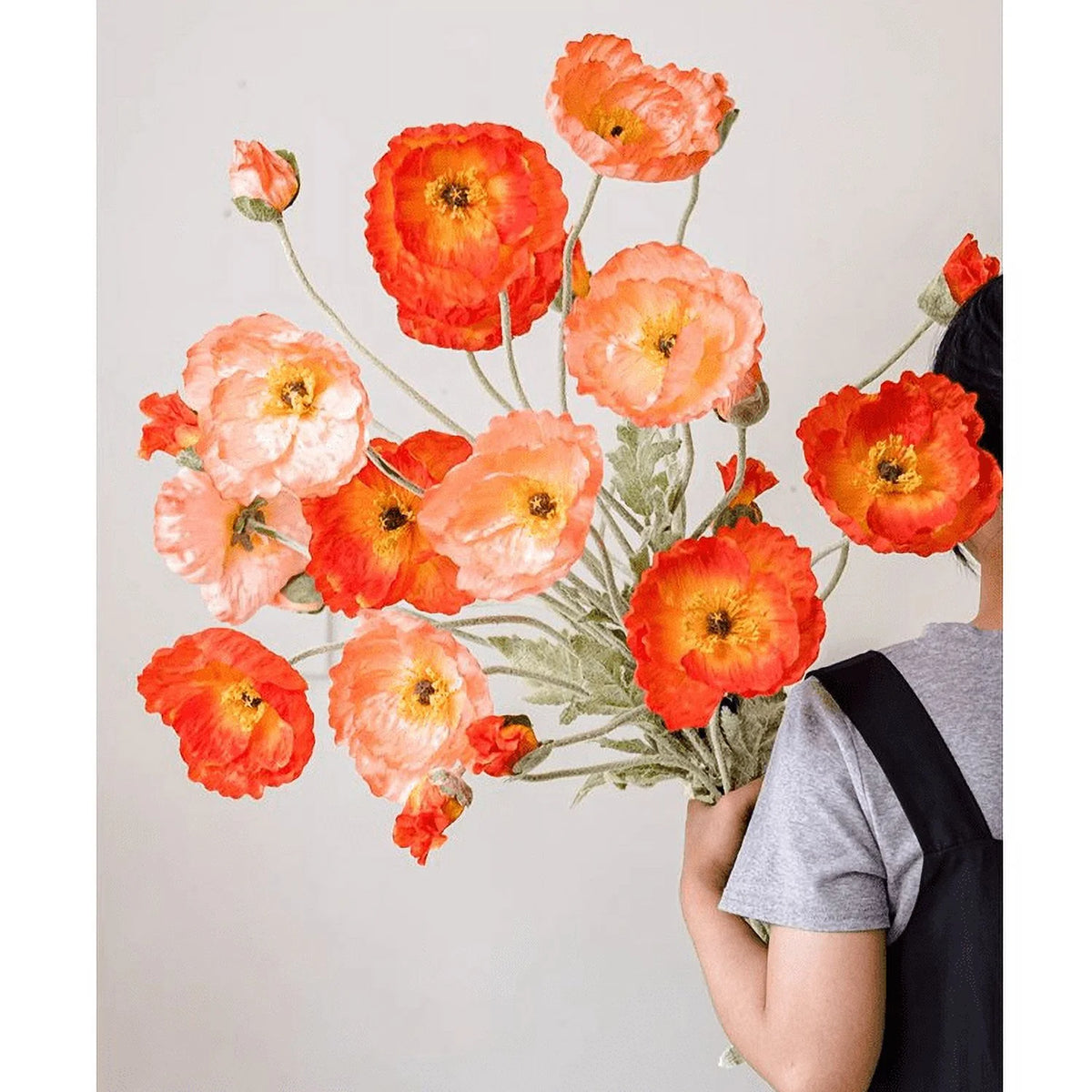Faux Silk Poppy Flower Stem 41" Tall Y56270