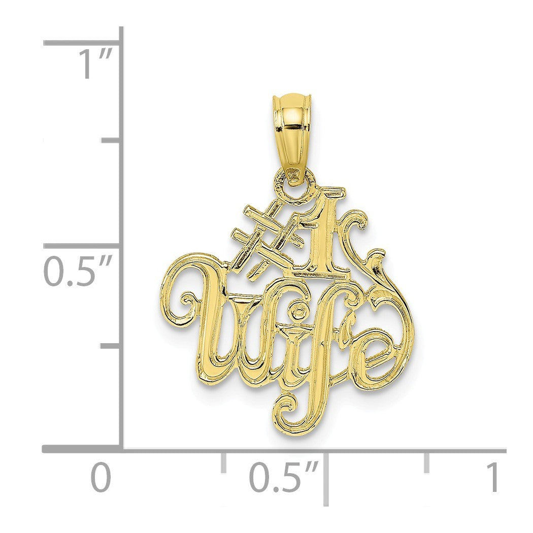 10k Gold Number 1 Wife Pendant Necklace 20.2x15.8mm .6 Grams G160