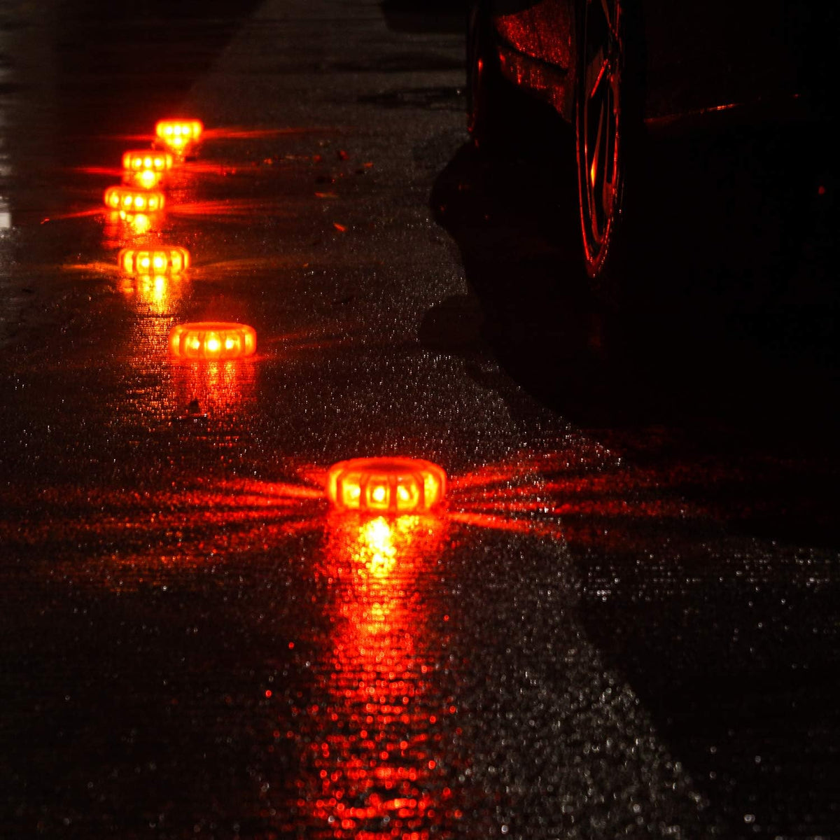 12 Pack LED Road Flare Emergency Safety Beacon Disc Warning Light Kit J54273
