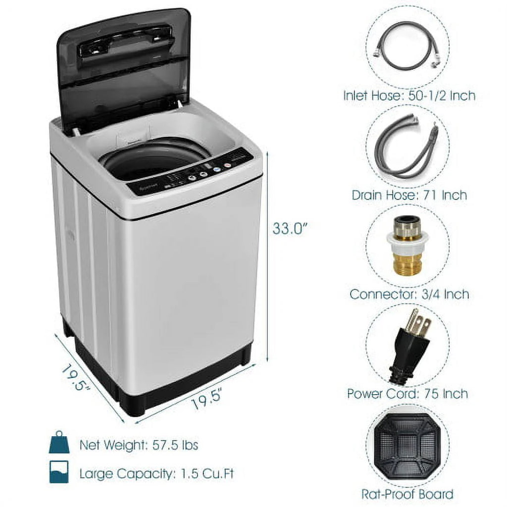 1.5 Cubic Feet 11 LBS Full-Automatic Washer and Dryer White X5573