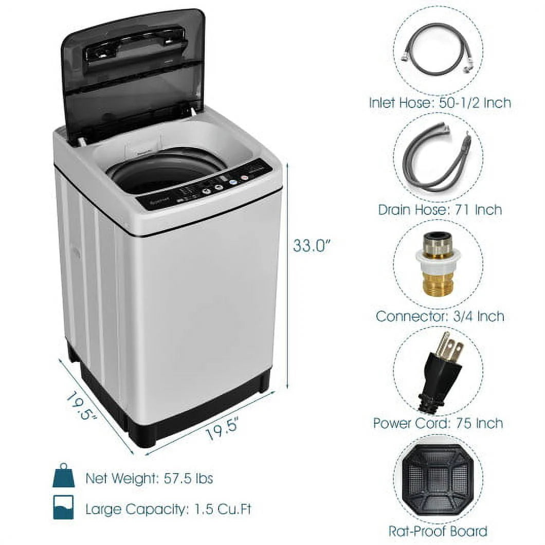 1.5 Cubic Feet 11 LBS Full-Automatic Washer and Dryer White X5573