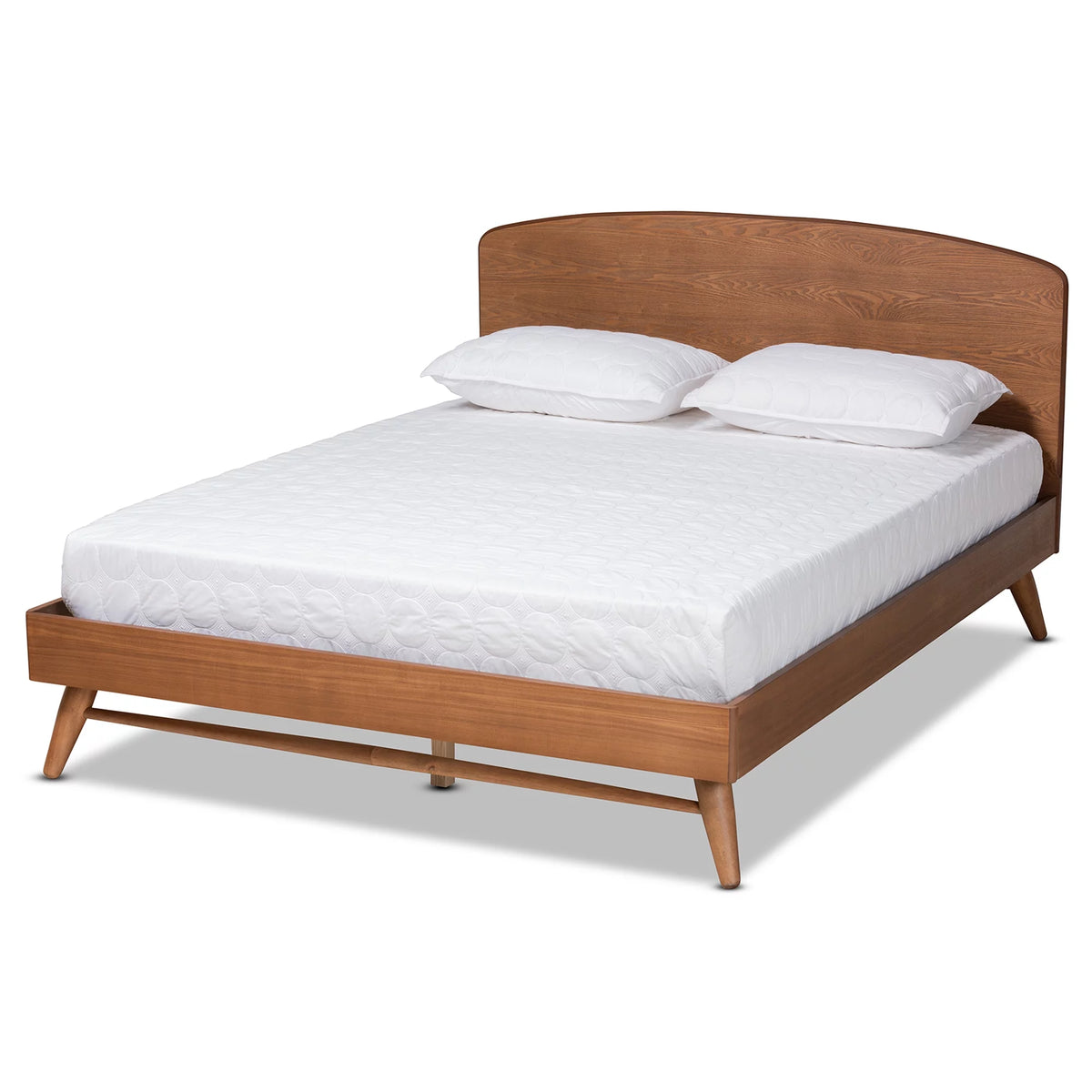 Queen Walnut Brown Engineered Wood Platform Bed B5496