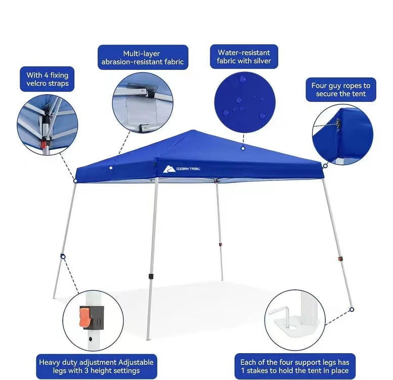 10' x 10' Blue Pop-up Canopy Outdoor Shade Shelter P67351