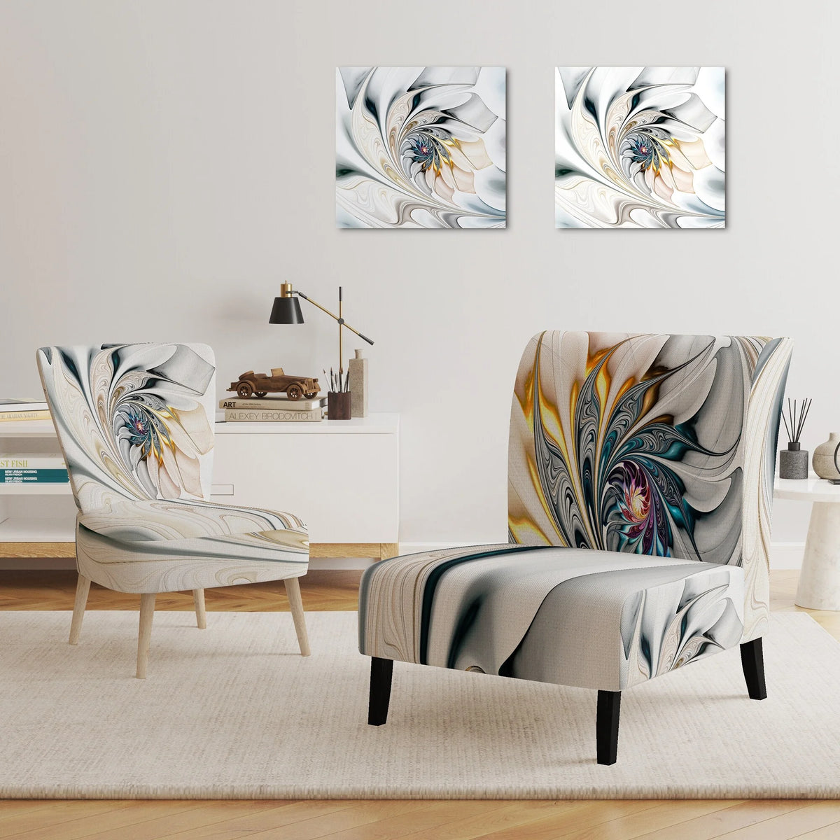 Upholstered Floral Accent Chair D655675