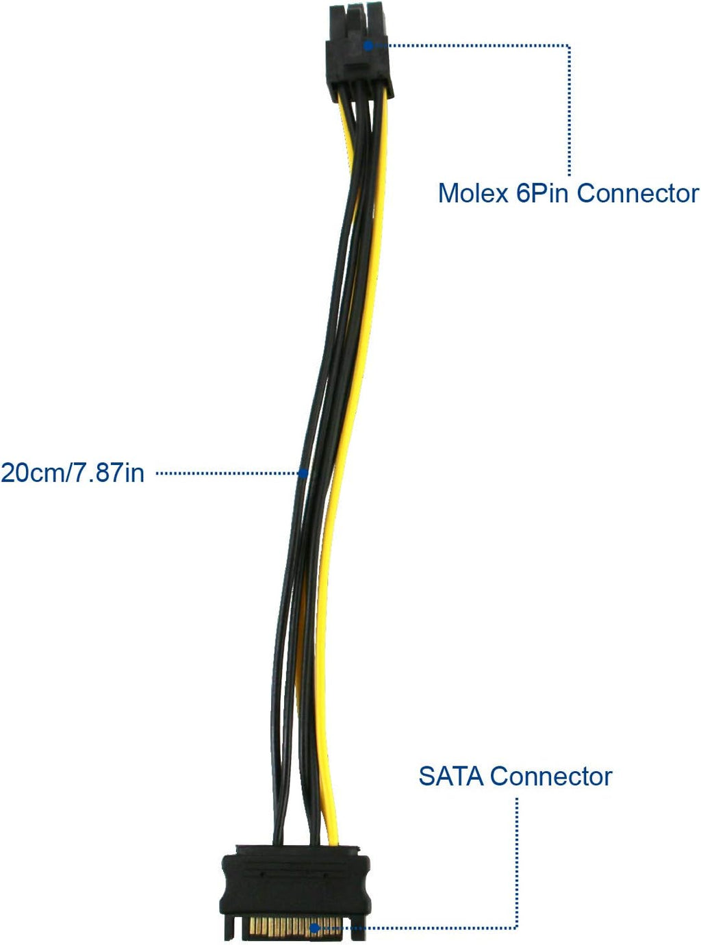 PCIE Riser Cable with 6Pin-SATA Power Cable and 23.6in Extension Cable O3112