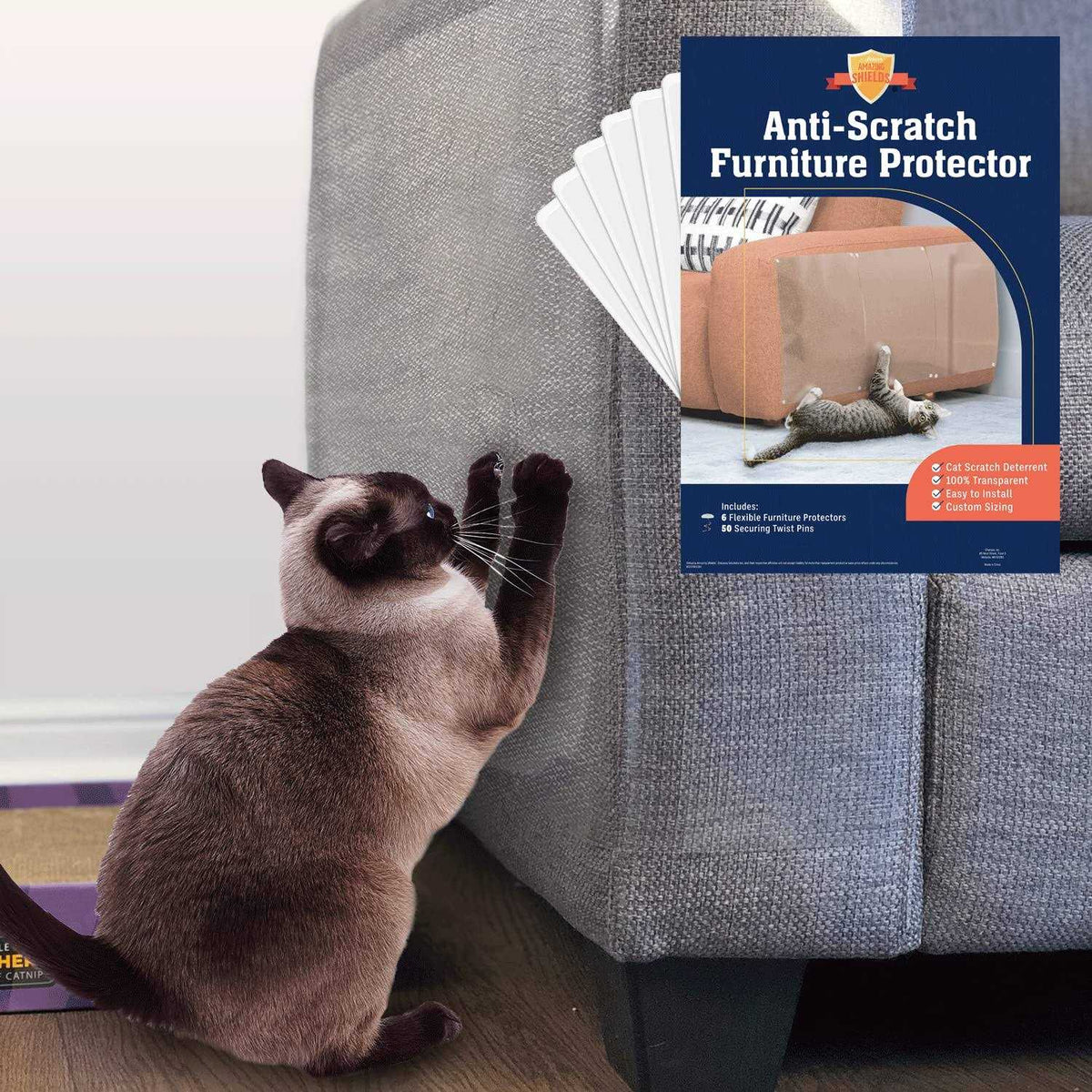 6-Pack 17-inch x 12-inch Cat Scratch Deterrent Furniture Protectors E3477