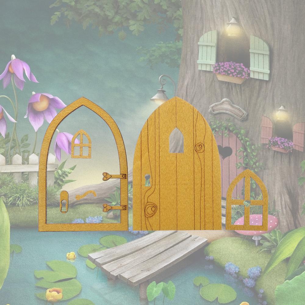 Miniature Fairy Elf Door Dollhouse Wooden Craft Kit R93043
