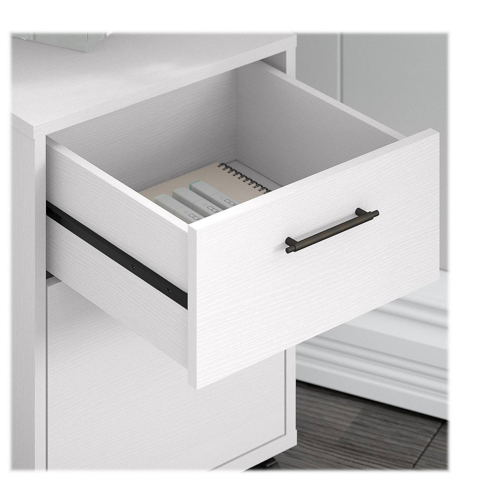 48W Writing Desk with 2 Drawer Mobile File Cabinet, Pure White Oak M25754