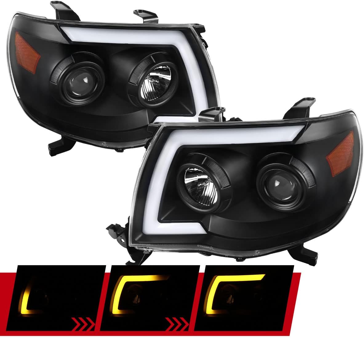 BLK Projector Headlights with LED Sequential Signal P3687