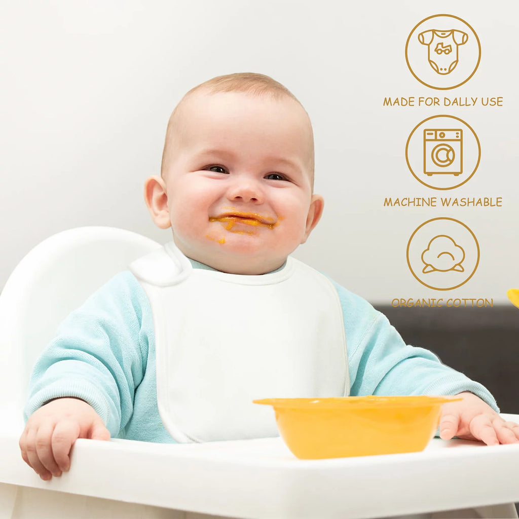 10 Pcs White Cotton Waterproof Baby Bibs U45394