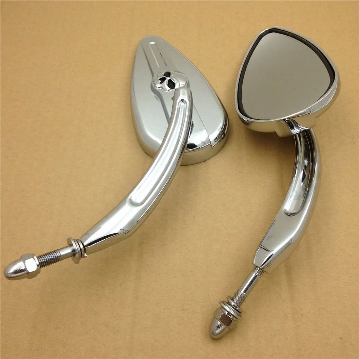 Skull Flame Side Mirrors chrome P768