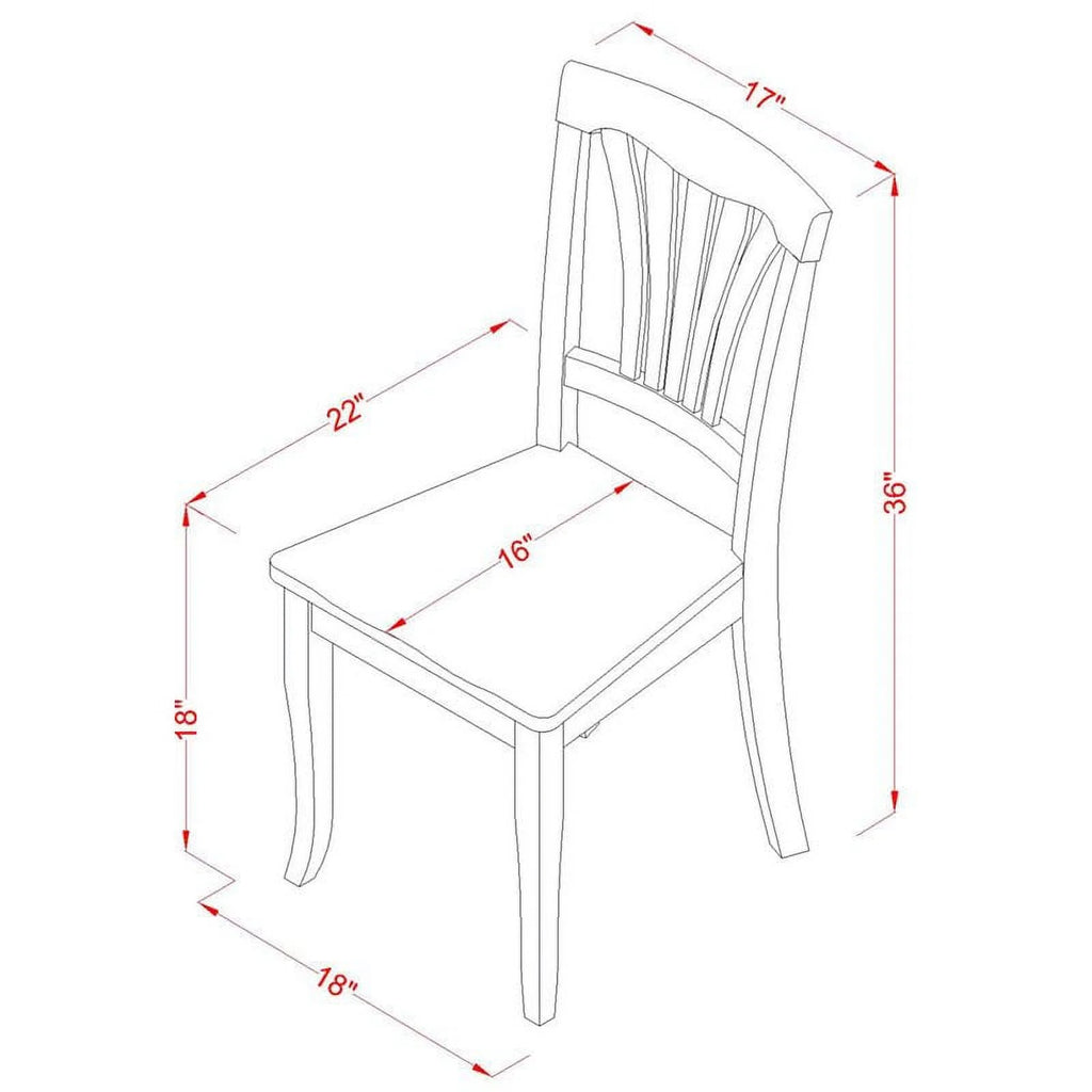 5-piece Dining Set with Wood Seat in Cherry T2355