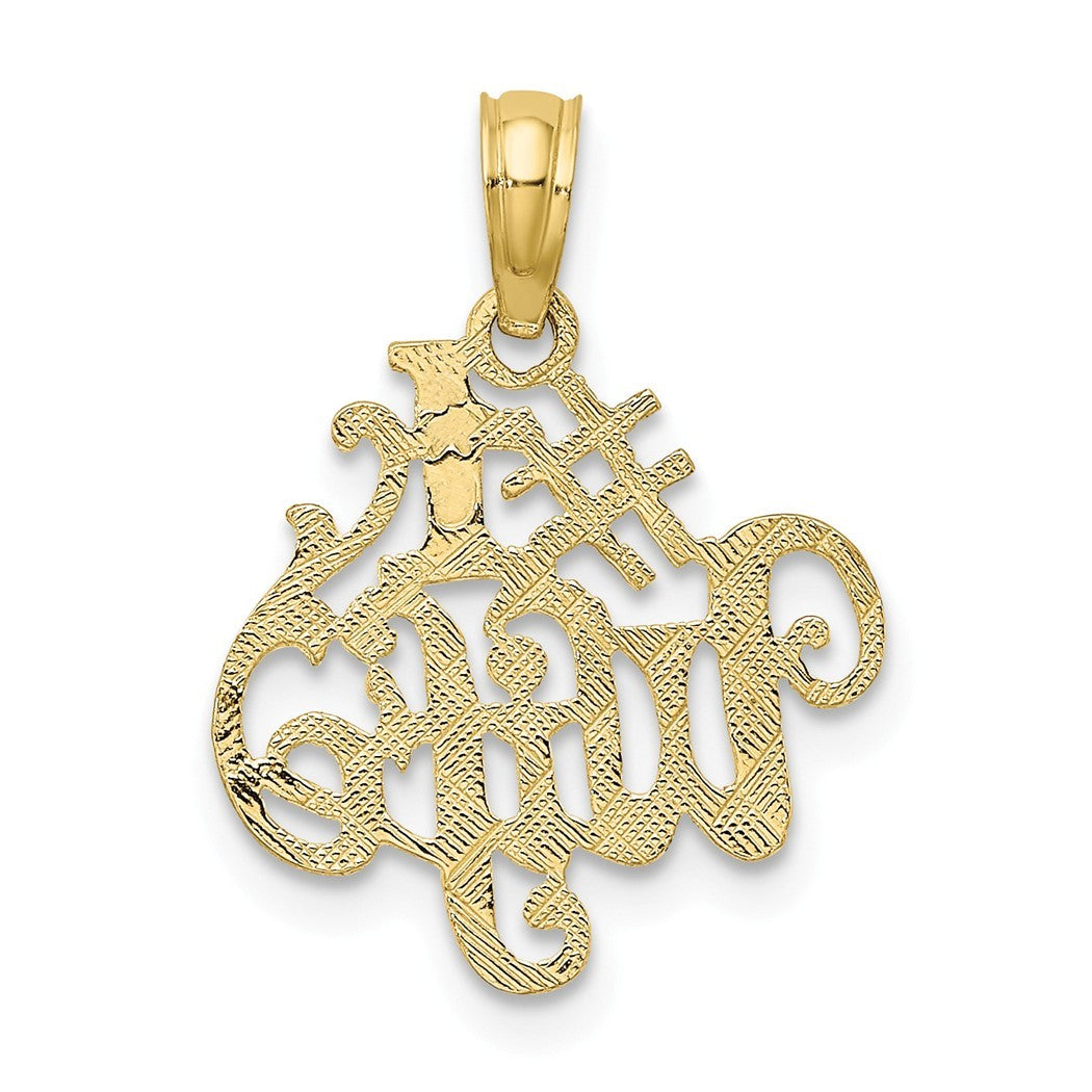 10k Gold Number 1 Wife Pendant Necklace 20.2x15.8mm .6 Grams G160
