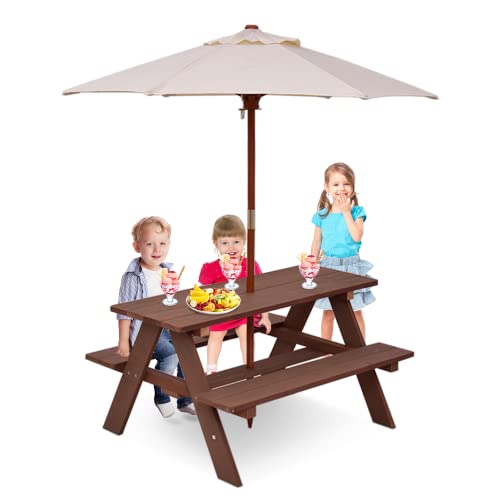 Wooden Kids Picnic Table with Umbrella E480722