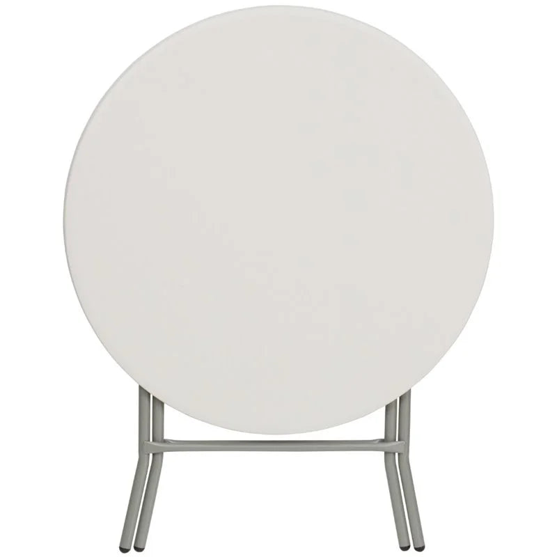 Round Granite White Plastic Folding Table W88285