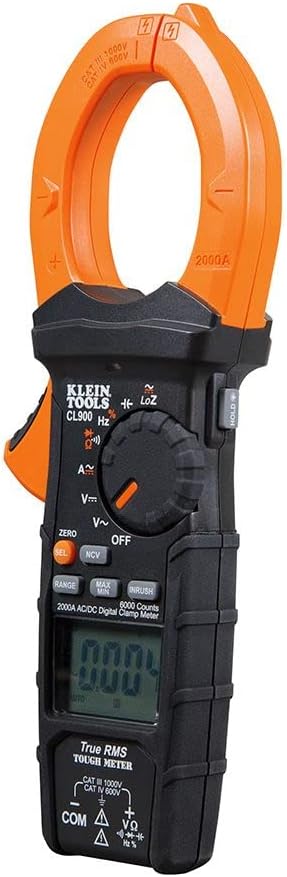 Digital Clamp Meter, Auto Ranging TRMS, AC/DC Voltage/Current, 2000A, LoZ, Continuity, Frequency, NCVT, Temp, 1000V C913