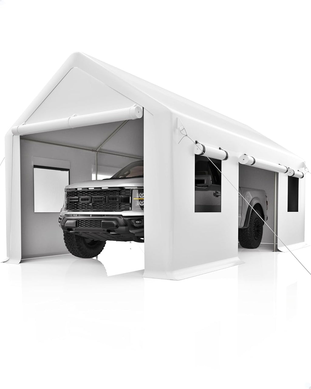 White 13'x20' Portable Carport Canopy with Steel Poles T9290
