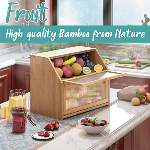 Large Bamboo Wood Bread Box R2966