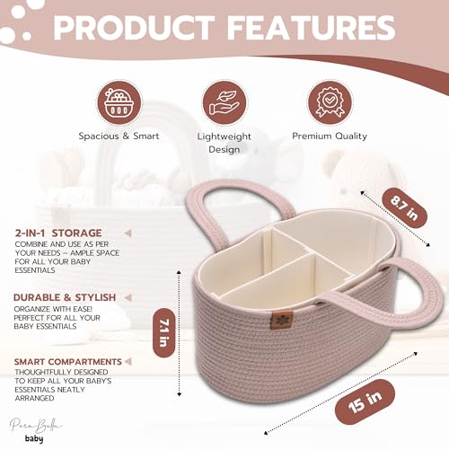 Baby Diaper Caddy Organizer Rope Basket Q1937