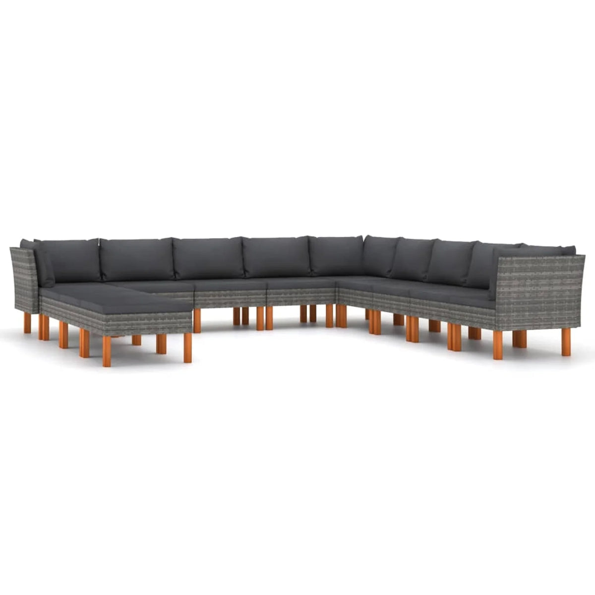 12 Piece Poly Rattan Garden Set with Cushions Gray B73062