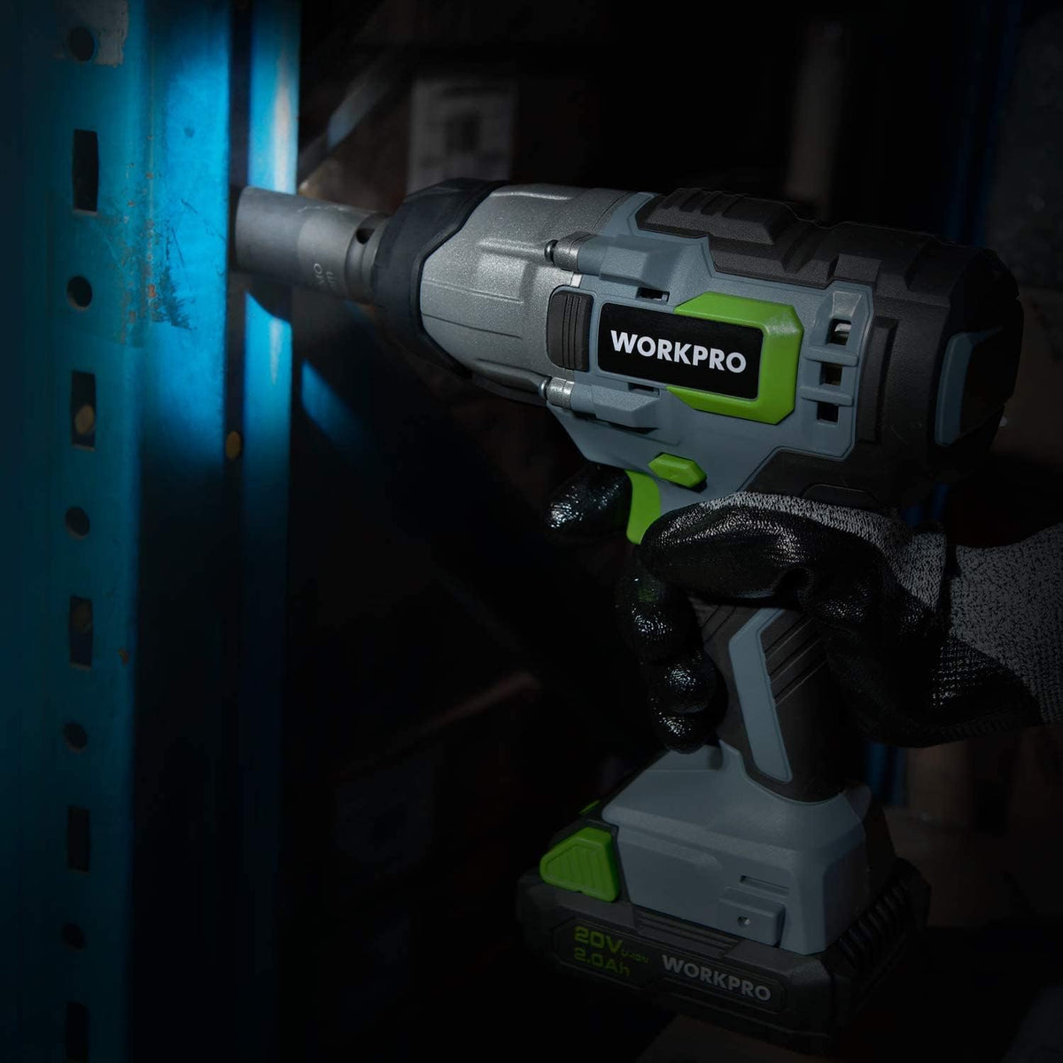 20V Cordless Impact Wrench, 1/2-inch, 320 Ft Pounds Max Torque, 2.0Ah Li-ion Battery with Fast Charger, Belt Clip U755930