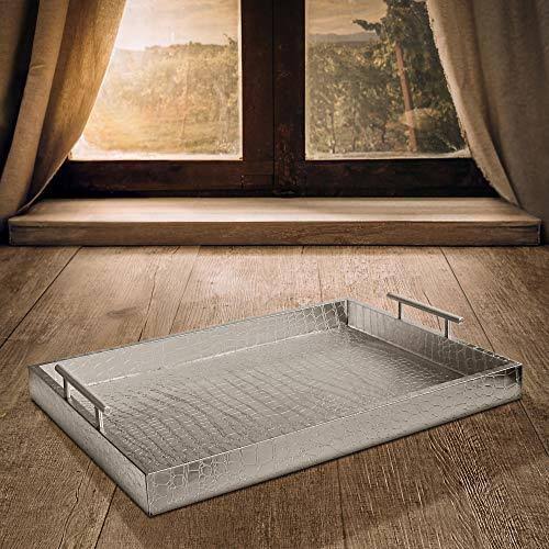 Silver Alligator Tray with Metal Handles U4486