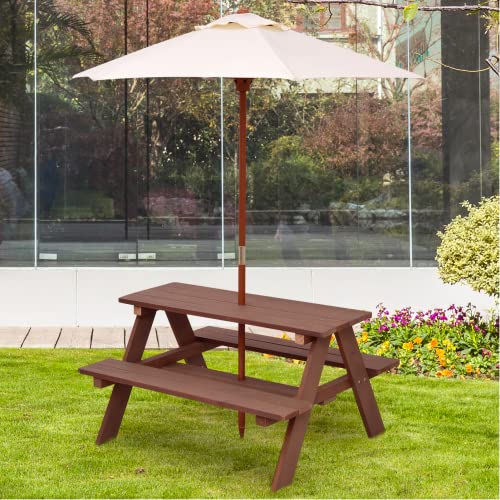 Wooden Kids Picnic Table with Umbrella E480722