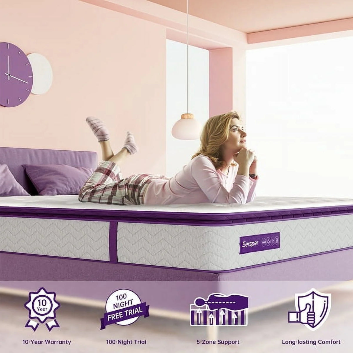 Full Size 10 inch Pillow Top Memory Foam Mattress L7821