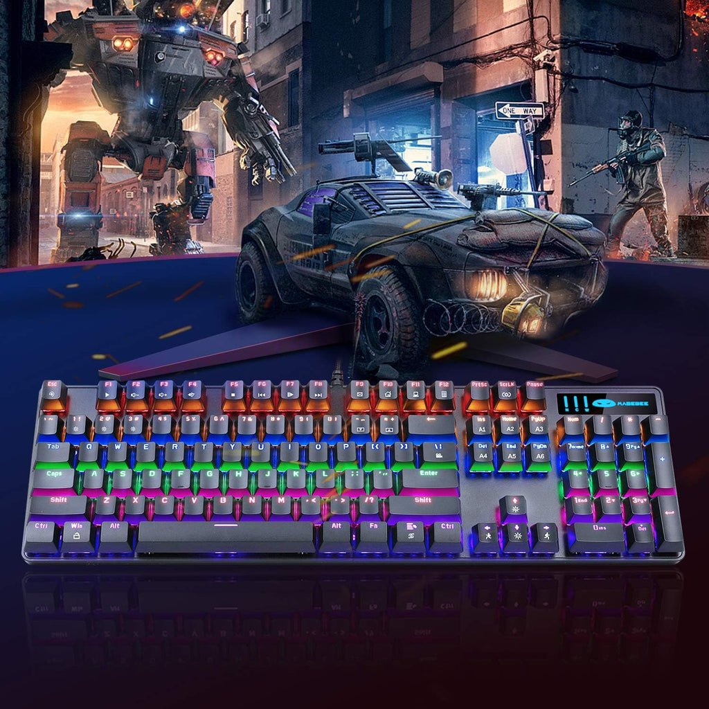 Mechanical Gaming Keyboard and Mouse Combo, 104 Keys Rainbow Backlit, Wired M763
