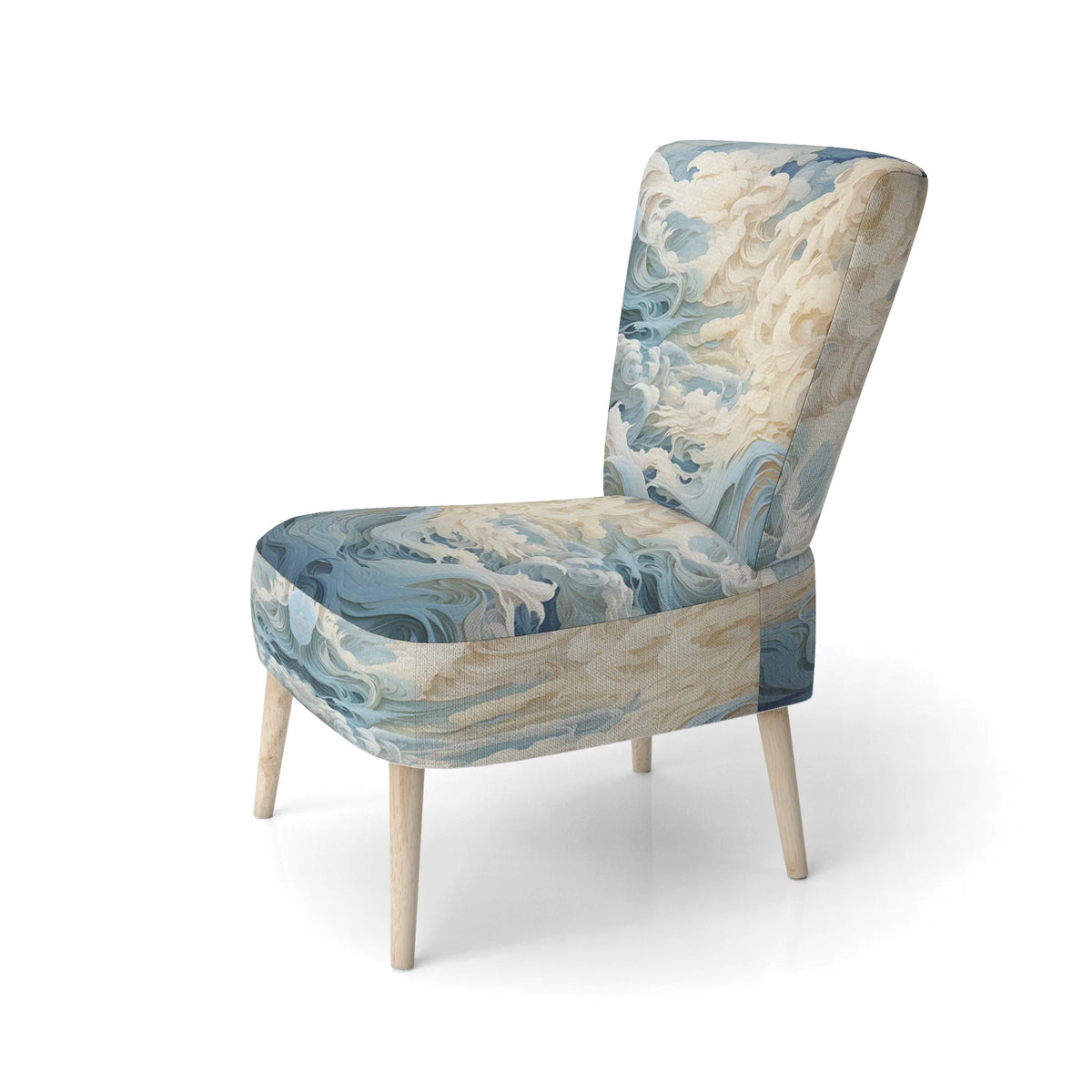 Blue Minimalism Coastal Wave Upholstered Accent Chair V161