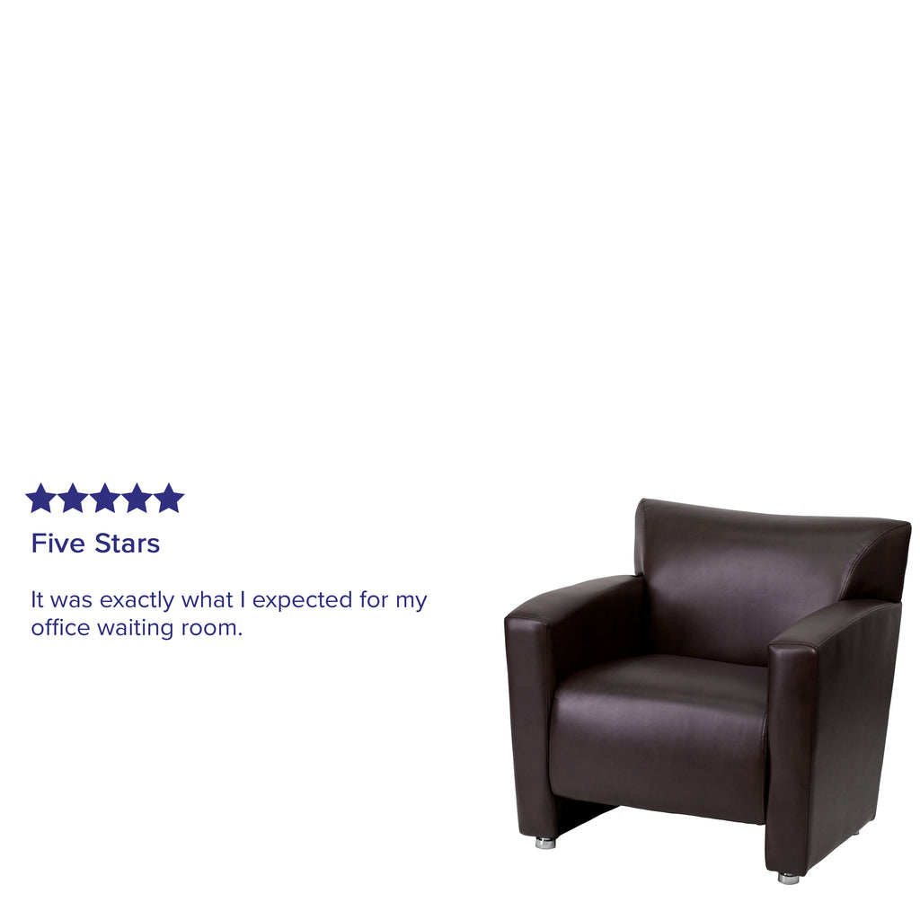 Brown LeatherSoft Chair with Extended Panel Arms A51097