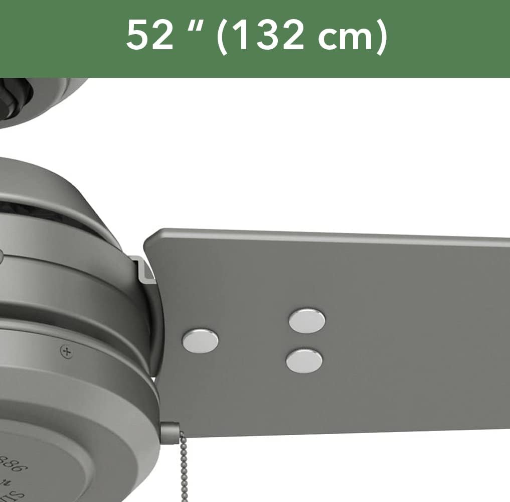 Matte Silver 52 3 Blade Wooden Indoor Outdoor Ceiling Fan with Light Kit M157