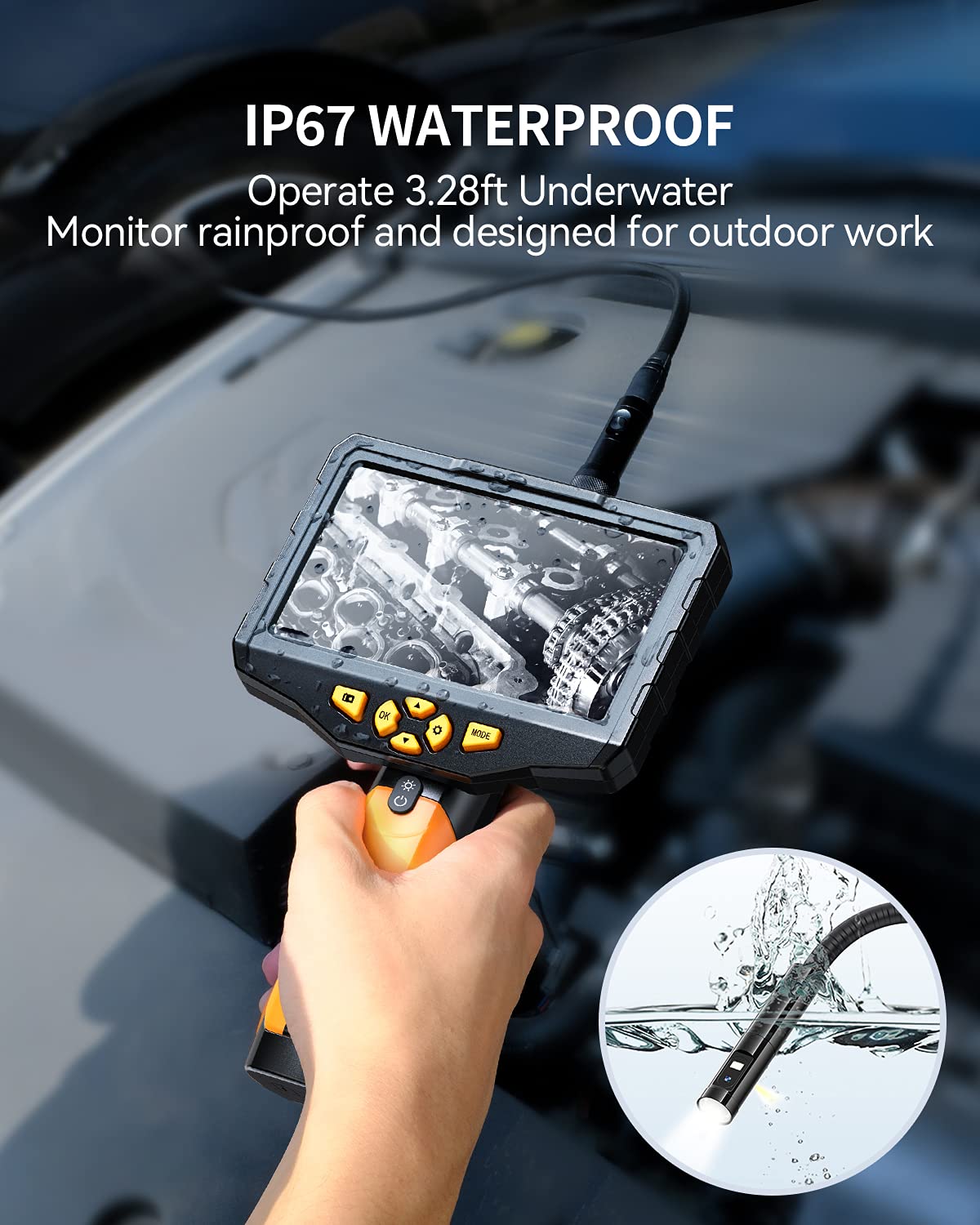 16.4ft Waterproof Flexible Borescope Inspection Camera with Light A482030