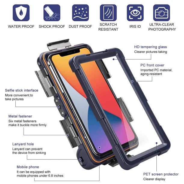 Waterproof Protective Case for Phones Up to 6.9 Inch with Lanyard Y74225