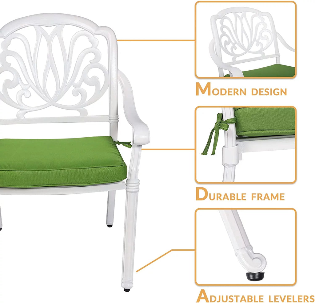 3-Piece Cast Aluminum Outdoor Patio Dining Set with 2 Cushioned Chairs and Round Table R5316