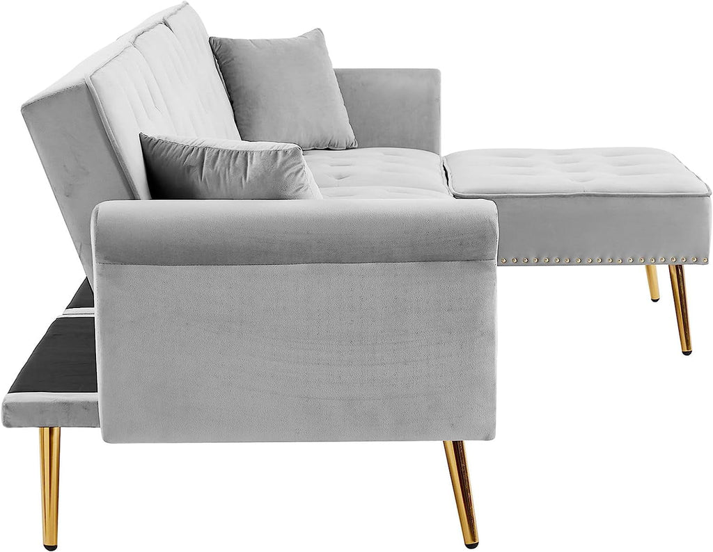 L-Shaped Sectional Sofa with Recliner and Movable Ottoman Q639538