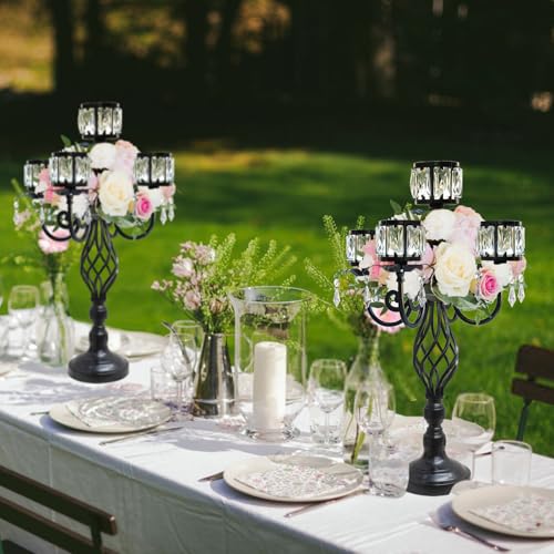 Black 5 Arm Crystal Candlestick Holder X304