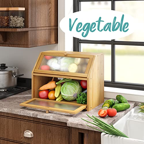 Large Bamboo Wood Bread Box R2966
