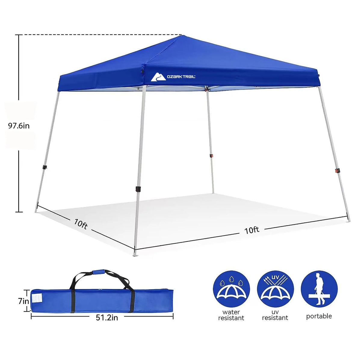 10' x 10' Blue Pop-up Canopy Outdoor Shade Shelter P67351