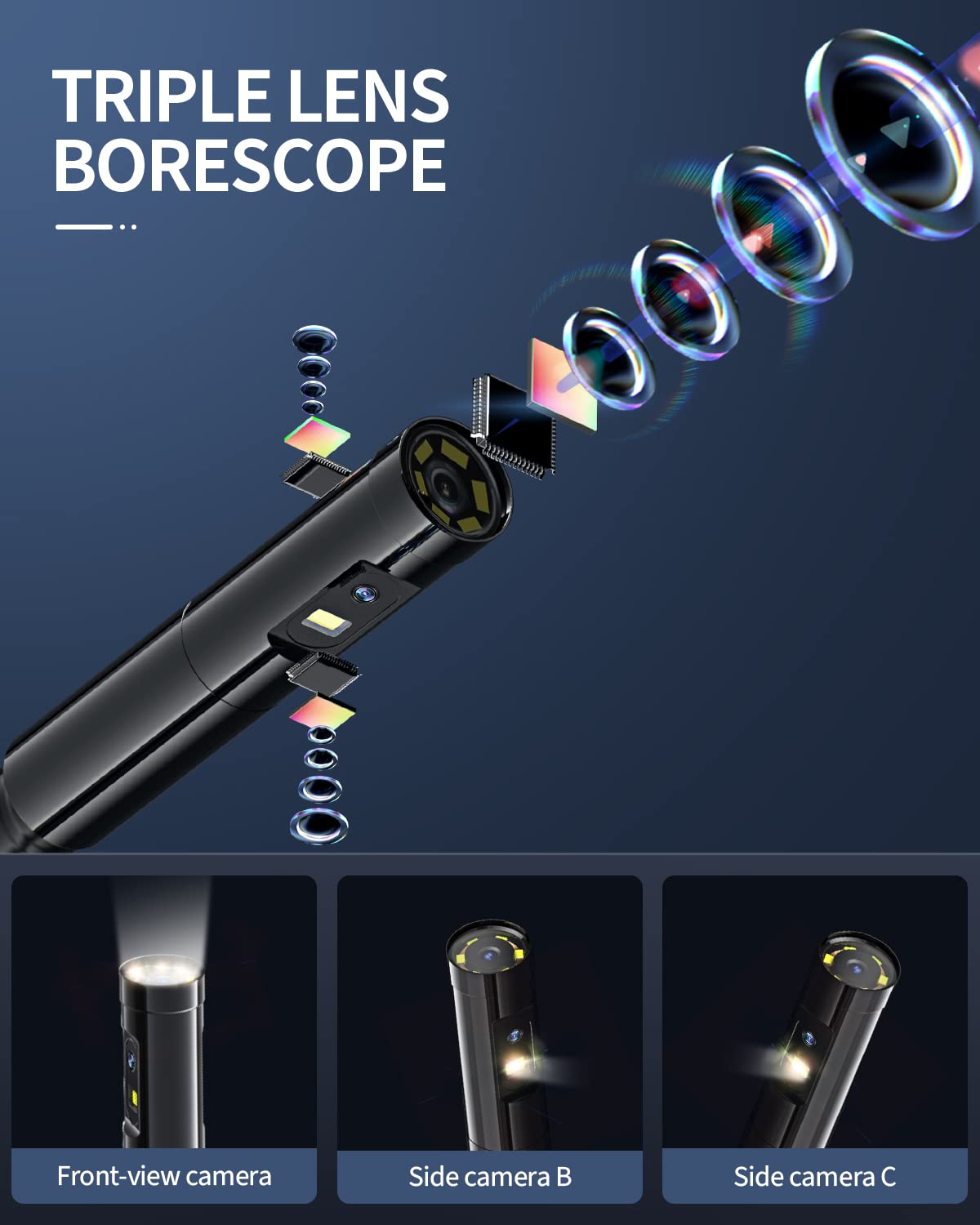 16.4ft Waterproof Flexible Borescope Inspection Camera with Light A482030