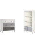 2 Piece Bedroom Set with 3 Drawer Dresser and Bookcase in Gray D28618