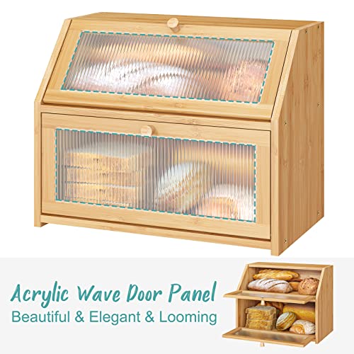 Large Bamboo Wood Bread Box R2966