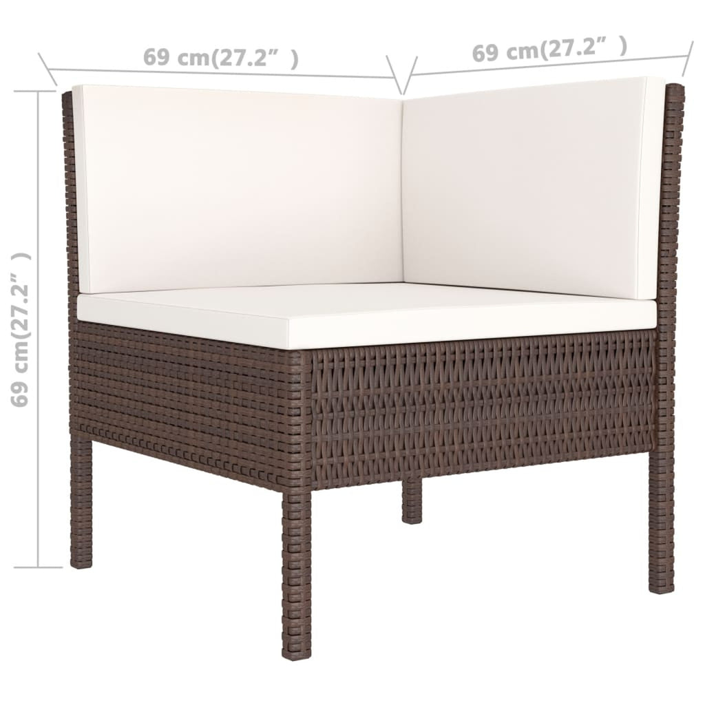 3 Piece Poly Rattan Outdoor Sectional Sofa Set with Cushions Steel Frame D112423