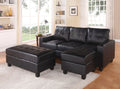 Black Bonded Leather Sectional Sofa & Ottoman Z80600