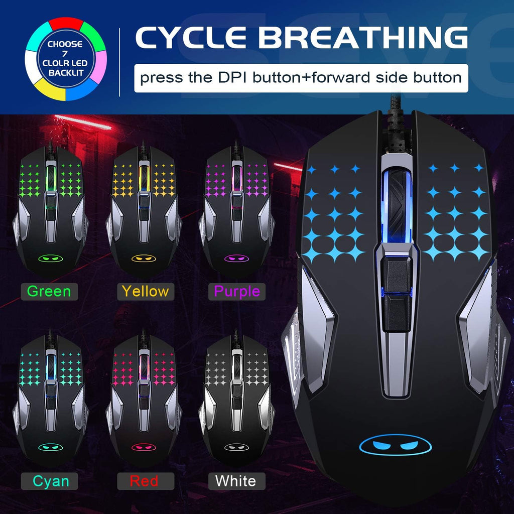 Mechanical Gaming Keyboard and Mouse Combo, 104 Keys Rainbow Backlit, Wired M763