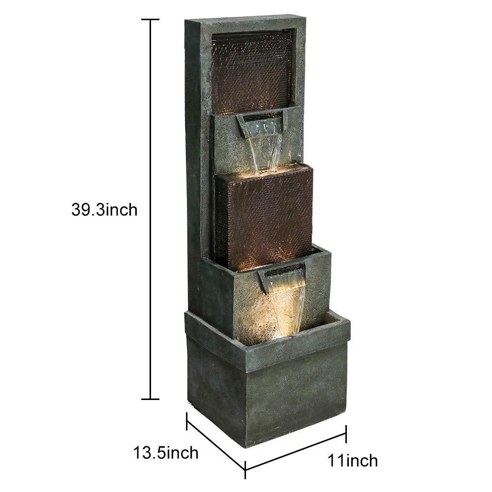 Indoor Outdoor Waterfall Fountain with Lights & Pump Q24823